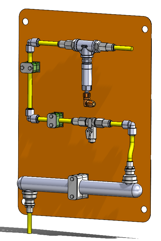 CAD model of the manifold plumbing for the UV light.