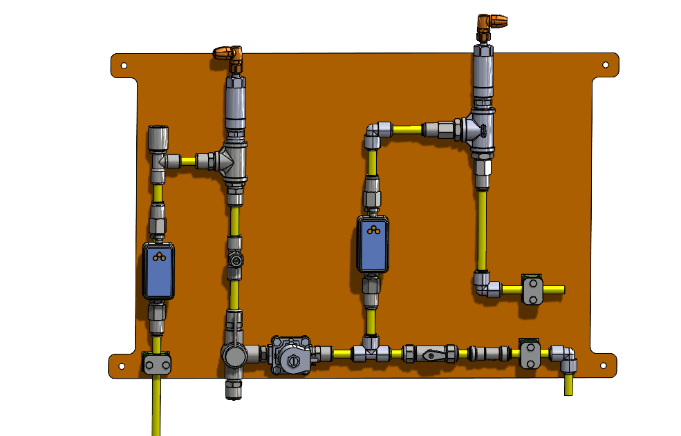 CAD model of the sensor plumbing manifold upstream of the RO.