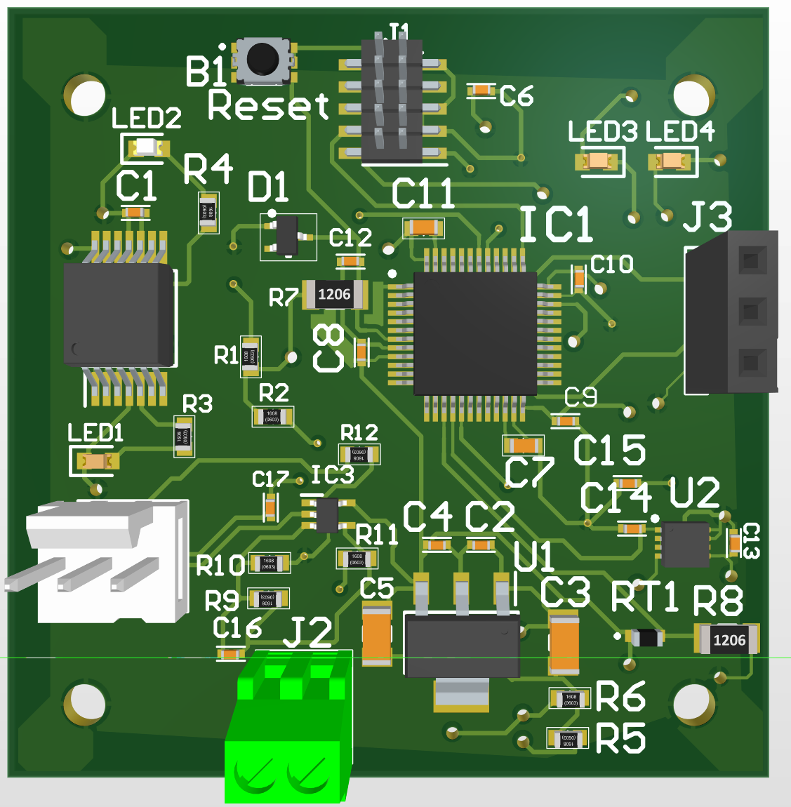 PCB layout for the H2 in O2 sensor.