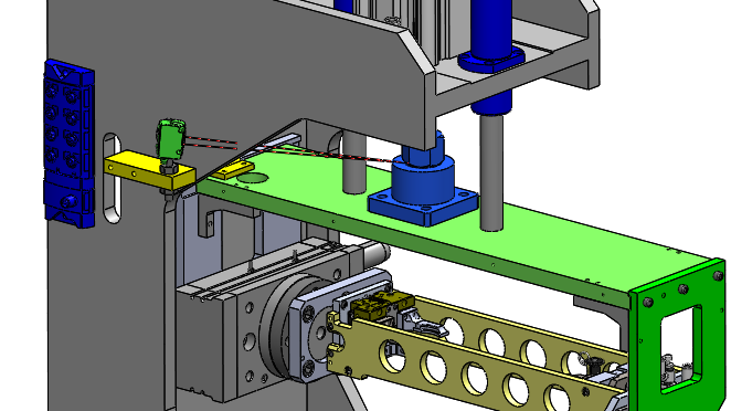 Tie-rod assembly line layout, redesigned in SolidWorks.